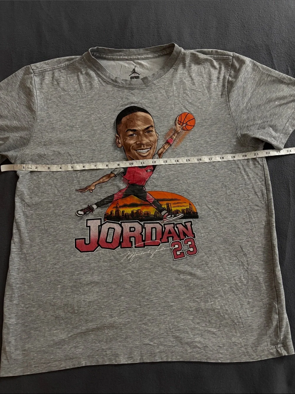 Jordan 23 Caricature Graphic Tee Gray Dri-FIT Basketball Shirt Large